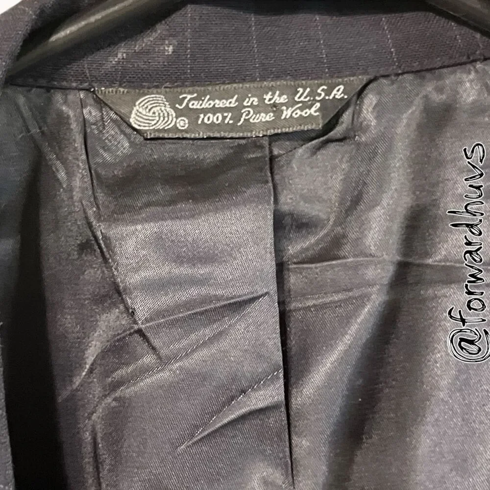 Oscar de la Renta Wool Pinstripe Sport Coat Gray 42R Vintage